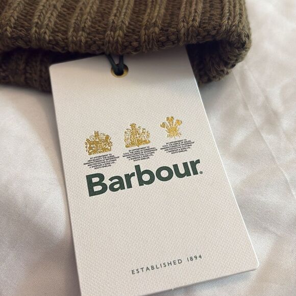 BARBOUR Darnick Olive Cotton BEANIE Knitted Toque Cuff unisex main image 6